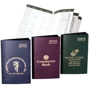 Attache' - Monthly Pocket Planner Bound In Pebble Finish Stiff Cover Stock
