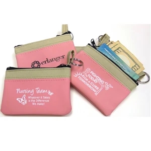 Simply Pink - Coin And Key Zip Purse With Tempered Spring-steel Split Ring. Imported