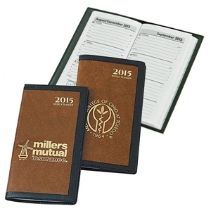 The Executive - Weekly Pocket Planner With Tan Latigo Vinyl Case Framed In Black