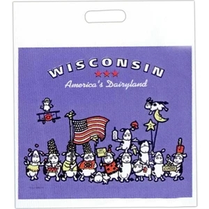 13 1/2" X 15" - Custom Printed 2.0 Mil Plastic Take Home Bag With Die-cut Handle