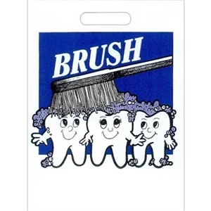 "brush" With Teeth And Toothbrush - Stock Design 2.0 Mil Plastic Take Home Bag, 9" X 13"