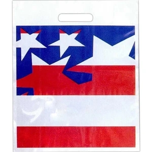 Red, White And Blue Stars - Stock Design 2.0 Mil Plastic Take Home Bag, 15" X 18"