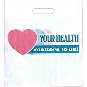 "your Health Matters To Us" With 3 Hearts - Stock Design 2.0 Mil Plastic Take Home Bag, 13 1/2" X 15"