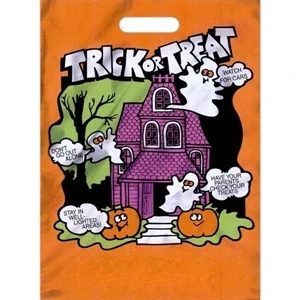 Halloween Bag With "trick Or Treat" Text And Safety Tips On Front, 11" X 15"