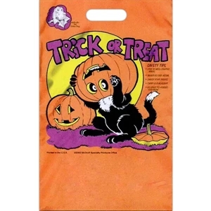 "trick Or Treat" With Pumpkins - Reflective Metallic Halloween Bag With A Perforated Coupon