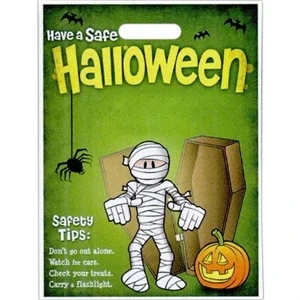 "have A Safe Halloween" With Mummy, Spider, And Pumpkin. - Stock Design Full Color Halloween Bag, 11" X 15"