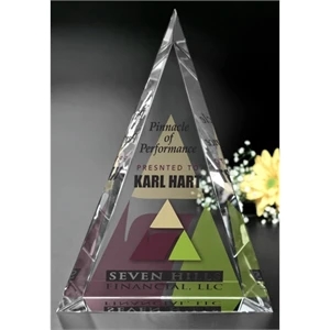 Palisade Illumachrome (tm) Gallery - 6" X 6" X 1 1/2" - Triangle Shape Optical Crystal Award