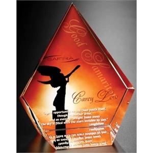 Coventry Illumachrome (tm) Gallery - 5" X 6" X 2 1/2" - Diamond Shaped Award Made Of Optical Crystal