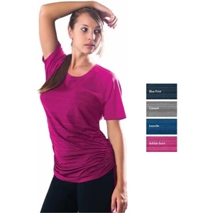 Amber - 2 X L - Women's Short Sleeve Syntrel(tm) Drawstring Tee, 92% Polyester, 8% Lycra(r)