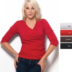 Lourdes - 4 X L - Women's 3/4 Sleeve Length Dri-balance(tm) V-neck Shirt
