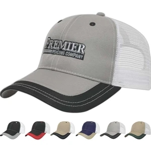 Value Series - Polyester Mesh Back Six Panel Structured Cap With Two Piece Velcro