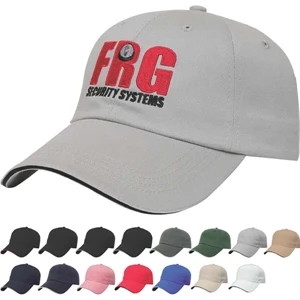 Value Series - Low Profile Six Panel Unstructured Sandwich Visor Cap With Two Piece Velcro