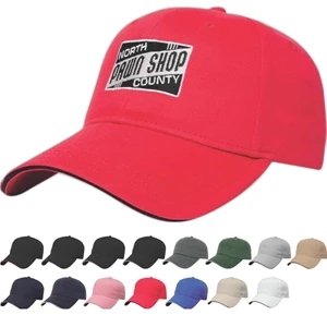 Value Series - Low Profile Six Panel Structured Sandwich Visor Cap With Two Piece Velcro