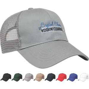 Value Series - Medium Profile Six Panel Structured Cap With Mesh Back And Plastic Snap Tab
