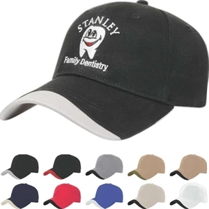 Value Series - Low Profile Six Panel Structured Cap With Contrasting Wave Insert On Visor
