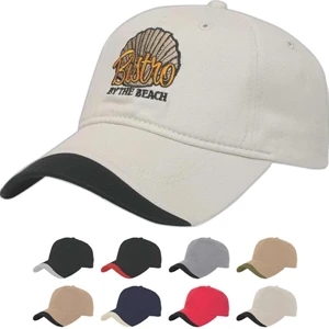 Value Series - Low Profile Six Panel Unstructured Cap With Contrasting Wave Insert On Visor