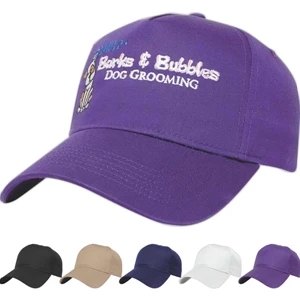 Value Series - Silkscreen - Medium Profile Five Panel Structured Cap With Adjustable Plastic Snap Tab