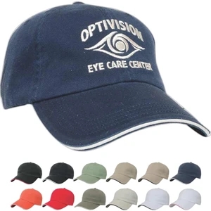 Classic Series - Low Profile Six Panel Unstructured Cap With Contrasting Sandwich Visor