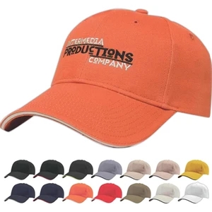Classic Series - Medium Profile Six Panel Structured Cap With Contrasting Sandwich Visor