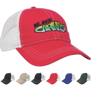Classic Series - Medium Profile Six Panel Structured Contrasting Stitching And Mesh Back Cap
