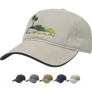 Golf And Resort Collection - Two-tone, Unstructured Cap. Low Profile, Six Panel. Fabric Strap