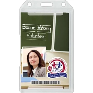 Hard Plastic Single Card Id Holder With Vertical Load. Insert Size: 2 1/8" X 3 3/8"