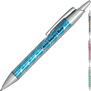 Aurora - Fun Spiral Designed Barrel Medium Point Pen With Matte Silver Accents