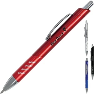 Cleo - Metallic Finish Ballpoint Pen With Sleek Barrel, Chrome Accents And Jeweled Grip