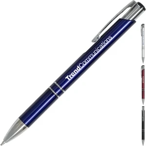 Troy - Ballpoint Pen With Metallic Barrel And Chrome Accents And Black Ink