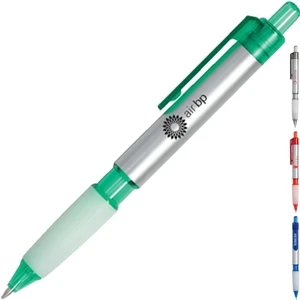 Saturn - Matte Silver Body Ballpoint Pen With Translucent Colored Accents And Clear Gripper