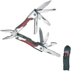 Schwarzwolf (r) Traveler - Nine-in-one Mini Multi-tool With Wooden Handle And Heavy Duty Nylon Pouch
