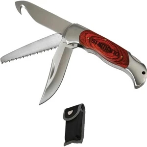 Schwarzwolf (r) Fish - Three-in-one Fishing Knife With Heavy Duty Nylon Pouch And Wooden Handle