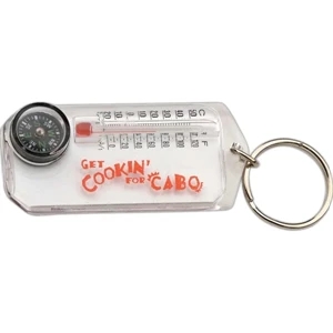 Handi Zip-temp - Clear Thermometer/compass Key Ring With White Paper Insert