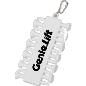 Golf Tee Set Of Tees And Ball Markers With A Handy Chain To Attach To A Golf Bag