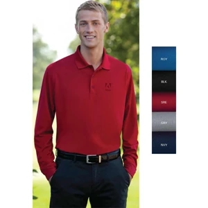Omega Vansport (tm) - 2 X L - 3 X L - Long Sleeve Solid Mesh Tech Polo Shirt