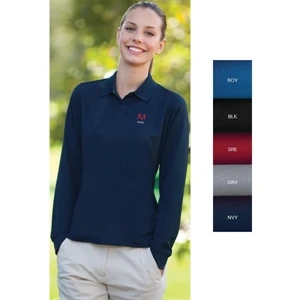 Omega Vansport (tm) - S - X L - Women's Long Sleeve Solid Mesh Tech Polo Shirt