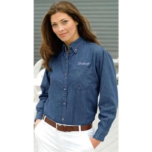 Woodbridge - X S- X L - Women's Denim Shirt With Button Down Collar; 100% Cotton