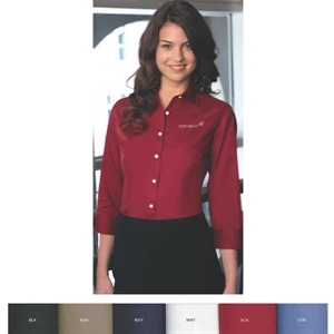Van Heusen - S - X L - Women's Easy Care Dress Twill Shirt With Spread Collar And Pearl White Buttons