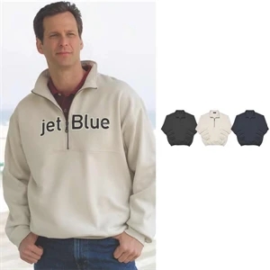 X S- X L - Half Zip Jersey Fleece With Zip Neck Front And Rib-knit Cuffs