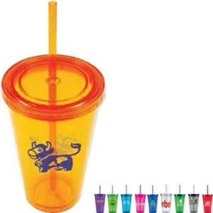 Freedom - 16 Oz Acrylic Double Wall Insulated Tumbler With Matching Straw