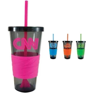 Revolution - Single Wall 24 Oz Tumbler With Stylish Rubber Grip And Unique Stirring Straw
