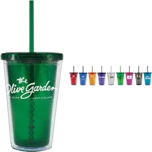 Freedom Facet - 16 Oz Double Wall Insulated, Acrylic Tumbler With Straw