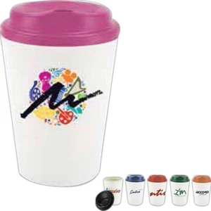 Grip N Go - 12 Oz Polypro Cup With Solid Colored Drink Thru Lid And Black Rubber Bottom
