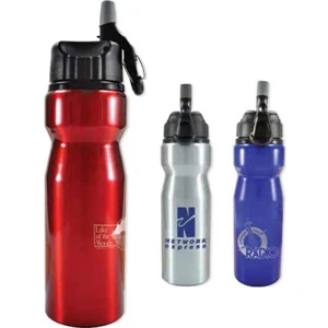 Performance - 27 Oz Aluminum Bottle With Screw On Sipper Lid. Built In Carabiner