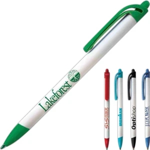 Calliope - Slim Plastic Barrel Ballpoint Pen With Colored Clip, Tip And Plunger