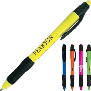 Vivid - Pen With Plastic Barrel In Bright Neon Colors. Black Clip And Grip