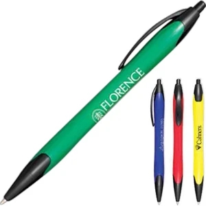Carley - Wide Body Pen With White Barrels, Colored Clips And Chrome Tips And Plungers