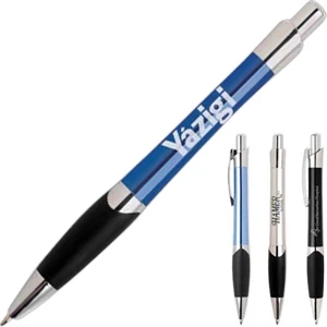Esquire - All Metal Pen With Black Rubber Grip And Retractable Mechanism