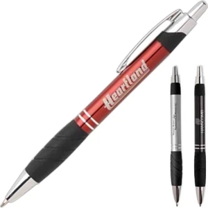Sleek - Contemporary Metal Pen With Molded Rubber Grip And Chrome Accents