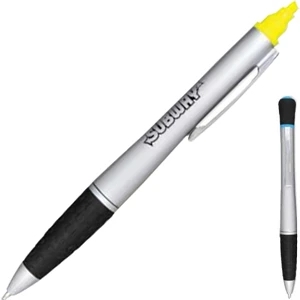 Sibley - Highlighter Pen With Silver Plastic Barrel And Twist Action Pen